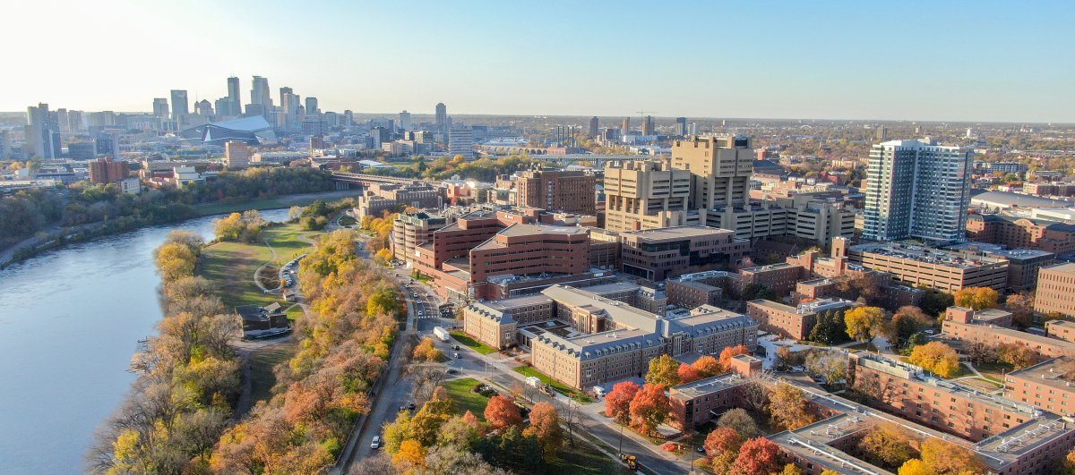 Aerial shot of the University of Minnesota campus